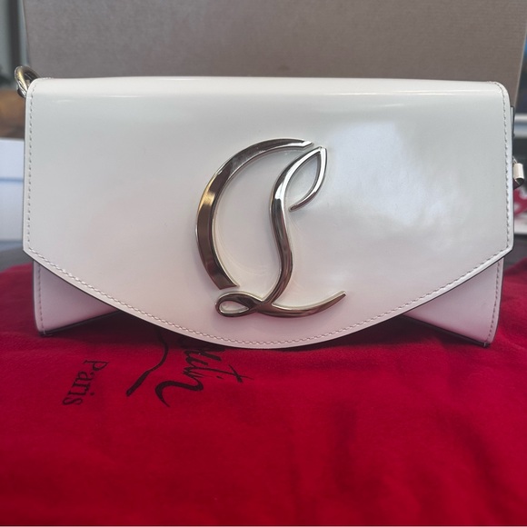Christian Louboutin Large Loubi54 Crossbody White Leather Clutch - Picture 2 of 11